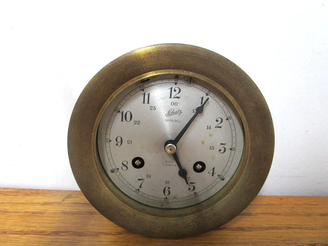 Vtg Schatz & Sohne Mariner Ships Bell Clock W/ Key - 8-Day 7 Jewels