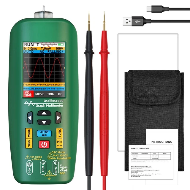 Oscilloscopio Multimetro Digitale 3 In 1 - Portatile, 10MHz, 50MSa/s, Con Sonda E Generatore Di Segnali