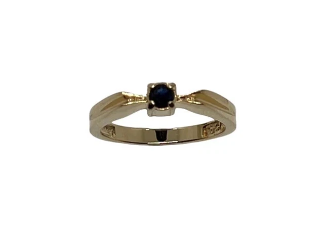 New 1989 Avon Genuine Sapphire Fashion Ring 18kt Heavy Gold Electroplate Size 8