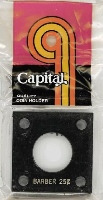 2x2 Capital Holder Plastic Snaplock - Barber Quarter Coin Black Capsule Display