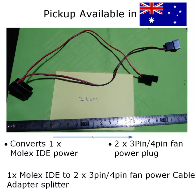 Molex IDE Power to 2 x3Pin/4Pin Case Cooling Fan Converter Adapter splitter 23cm