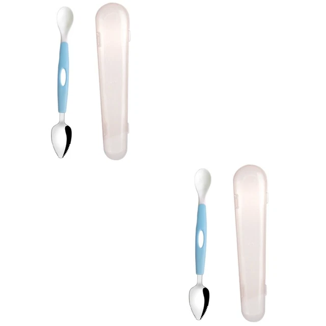 2 cucharas platillo raspador de doble extremo herramientas niños cubiertos de doble propósito