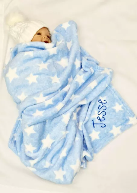 personalised  embroidered STAR  supersoft luxury  BABY BLANKET  SOFT & cosy