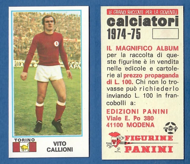 FIGURINA CALCIATORI PANINI 1974/75 - Nuova/New - 493 Callioni - Torino ...