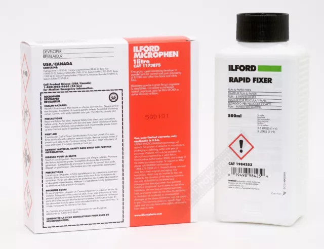 Ilford Microphen & Rapid Fixer 500ml Black & White Powder Film Developer Kit