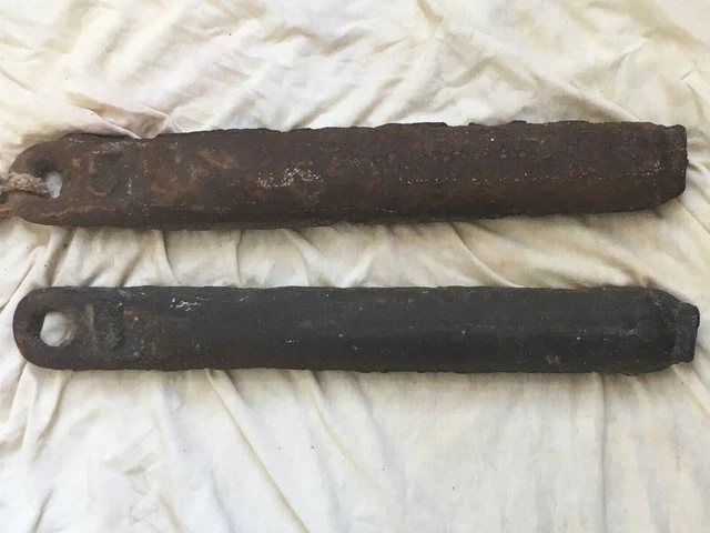 Antique Cast iron window sash weights 5LB each Lot of 2