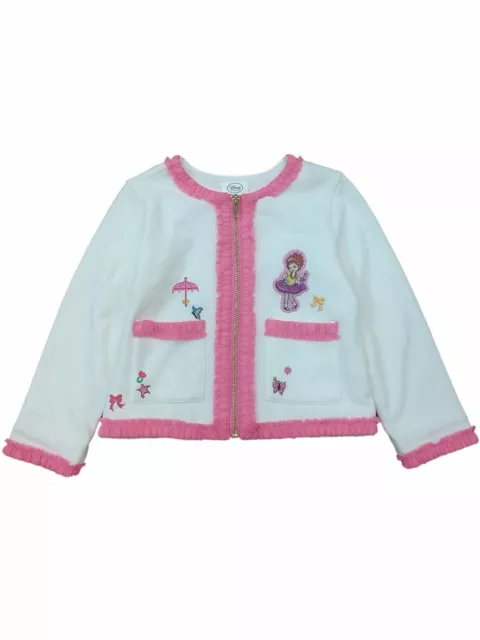 Disney Toddler & Girls White & Pink Fancy Nancy Zip Front Sweater Jacket