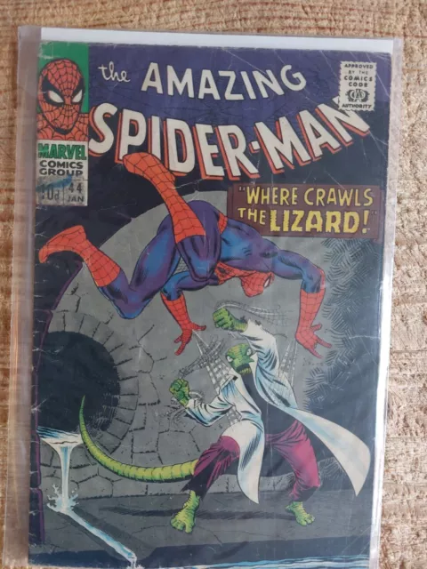 AMAZING SPIDER-MAN #44 2ND APP CURT CONNORS LIZARD JAN 1967 MARVEL COMICS Good