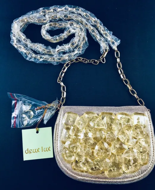 Nwt Deux Lux Gold Sugar Crossbody Bag / Handbag / Purse Rhinestones Chain Strap