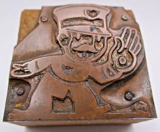 Vintage Printing Letterpress Printers Block Copper Police Cop Stop