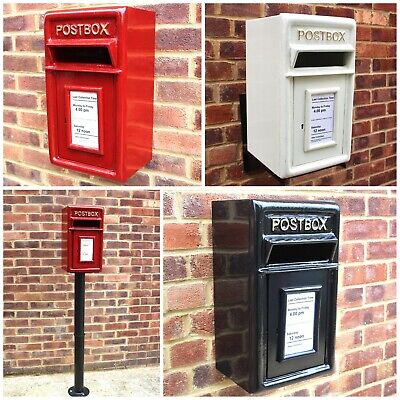 Royal Mail Postbox Cast Iron  Letter Box Pillar Option on Stand/Wall Mount ER GR