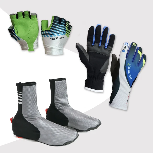 KIT guanti estivi invernali+copri scarpa ciclismo bici bike mtb mountain new