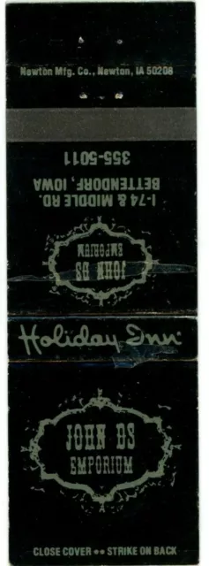 John Emporium, Holiday Inn Bettendorf, Iowa, Hotel Vintage Matchbook Cover