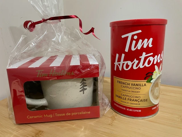 Tim Hortons Speckled Ceramic Mug Holiday Edition 14oz w/French Vanilla Cappucino