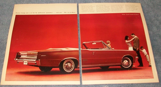 1964 Pontiac LeMans Convertible Vintage 2pg Ad "Pontiac Brings Out A Car..."