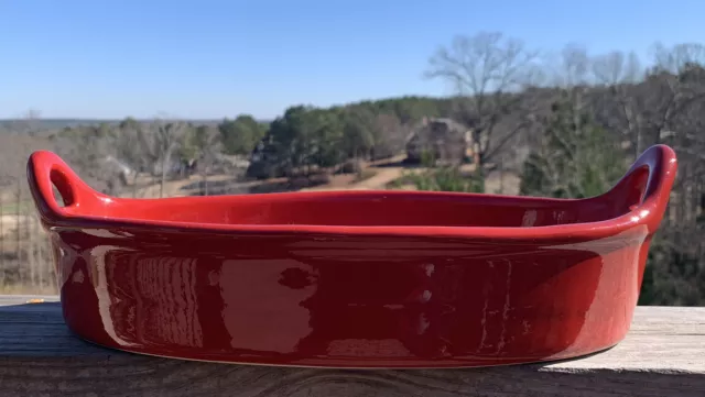CRATE & BARREL  Portugal XL 14" X 7.5” Red OVAL CASSEROLE BAKING PAN LASAGNA