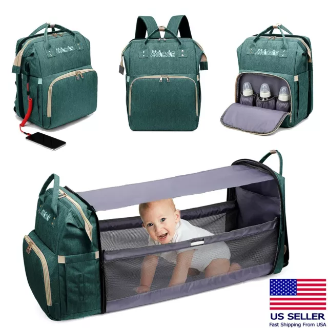 Diaper Crib Bag | MAICAIS Baby Changing Station Backpack | Green