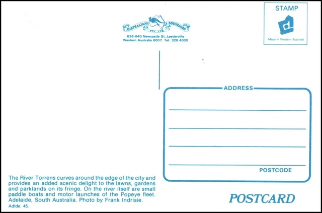 A3304 Australia SA Adelaide Elder Park Torrens River postcard 2