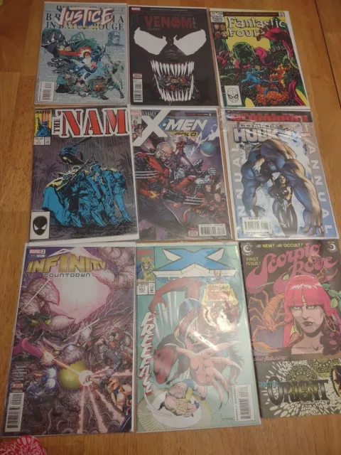 Lot of 9 Marvel Comics Venom,X-Men,Hulk,Nam,Iron Man,Daredevil,GI Joe,Fantastic 