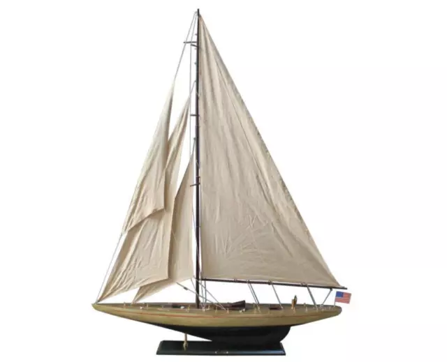 Rustic Enterprise America's Cup Yacht J Class Boat Wooden Model 43" Sailboat