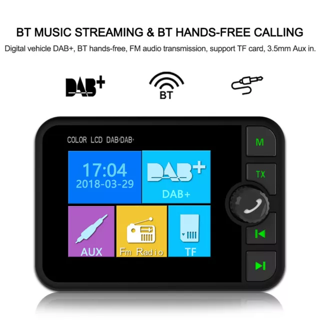 2.4" DAB+ Digital LCD Autoradio Adapter Support FM Transmitter AUX Bluetooth DHL 3