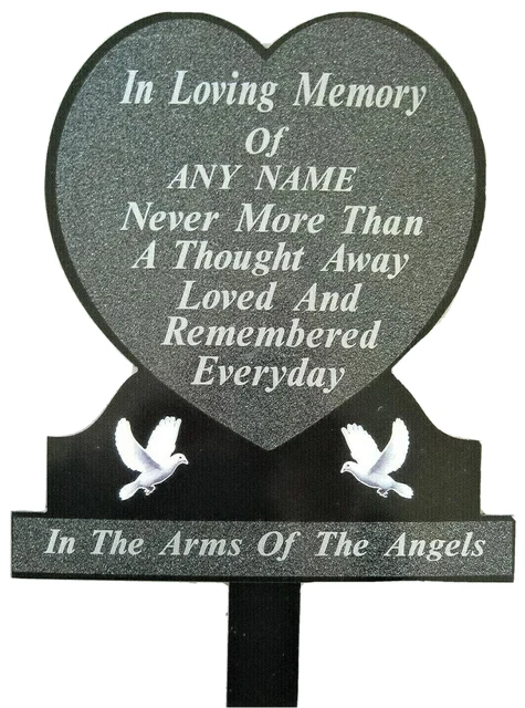ANY NAME Memorial Placa Forma de Corazón Marcador de Piedra Tumba Temporal - Plata