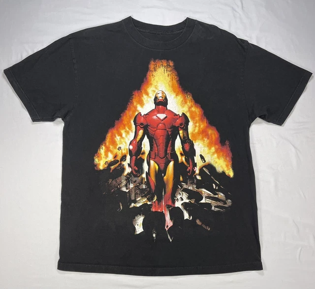 Vintage NO TAG Men’s Sz XL? Iron Man Mad Engine Marvel  Black T-Shirt Graphic