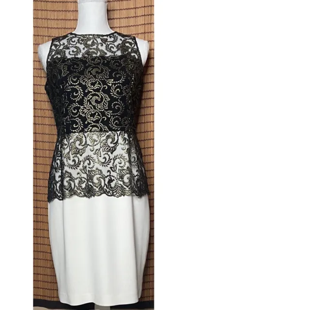 Sachin & Babi Noir Lacie Dress Size 10 Embroidered Two-Tone Peplum Lace Dress