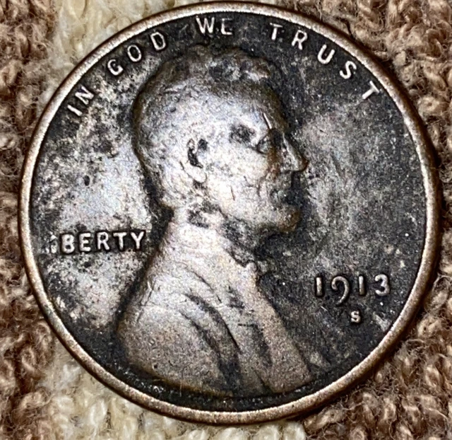 1 US Lincoln Wheat Cent Penny Roll 1913-S/1909 VDB (50 Coins) Old Vintage 3