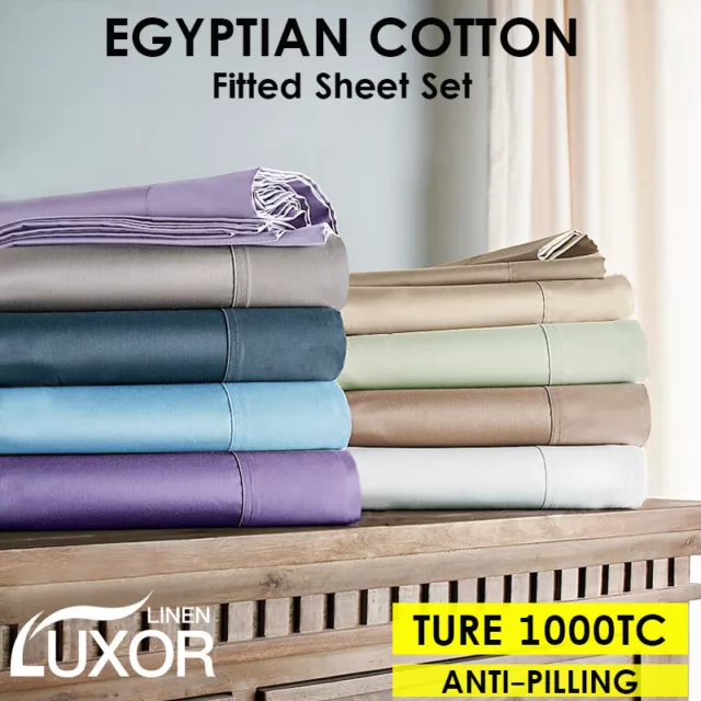 100% Genuine Egyptian Cotton Fitted Sheet Anti-Pilling Bed Set-NO FLAT SHEET