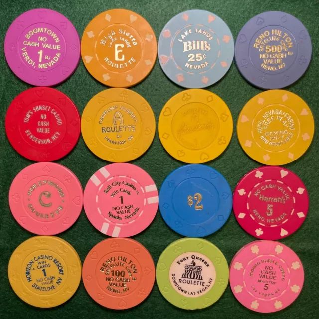 Casino Chips lot of 16 Roulette NCV mixed [CHIP LIST IN DESCRIPTION]