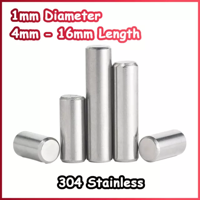 Dowel Pins Cylindrical Pin A2 Stainless Steel Solid Positioning Pin 1mm Diameter