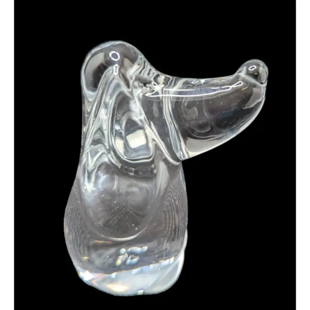 Vintage grynnen barret Basset Hound Glass Clear Figurine Paperweight 4 inch