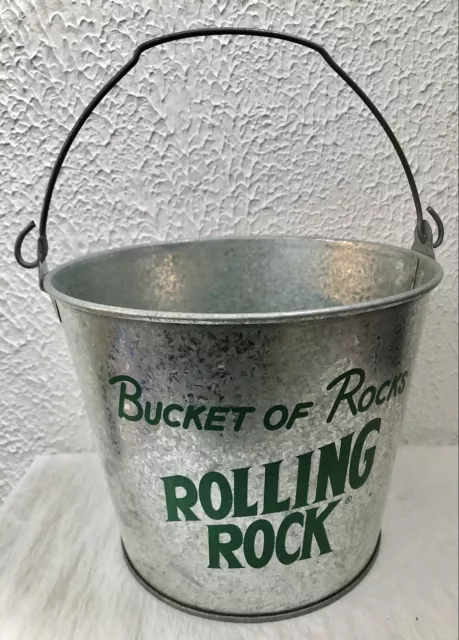 Rolling Rock Beer Bucket Pail “Bucket of Rocks” 2 Designs Logos 1 Each Side