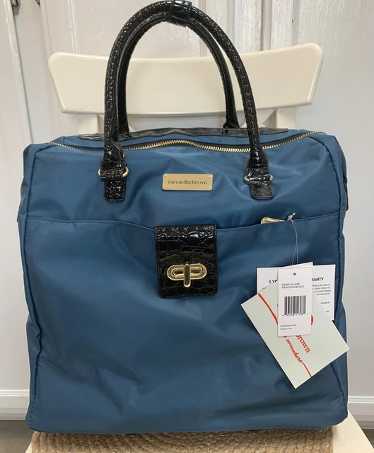NEW SAMANTHA BROWN UNDERSEAT WHEELED BAG 15" CARRYON Peacock/Black
