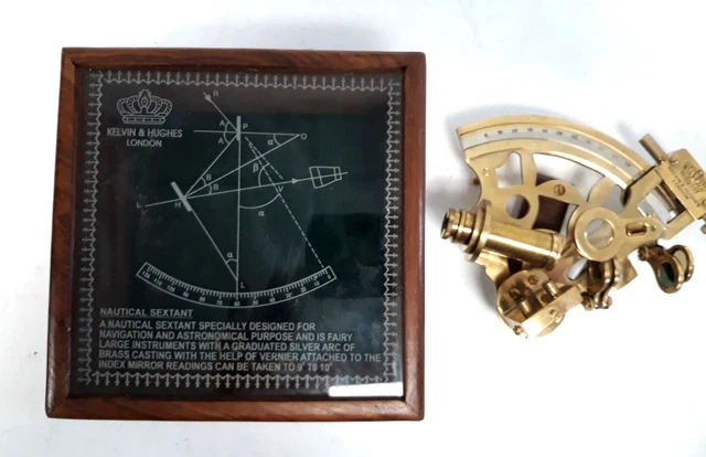Kelvin & Hughes London Vintage Maritime Sextant Brass Nautical Instrument #299