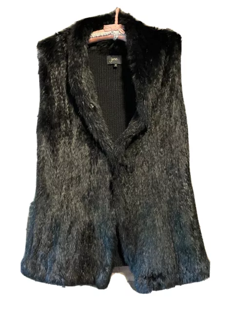 June Rabbit Fur Vest Womens Small Sleeveless Open Front