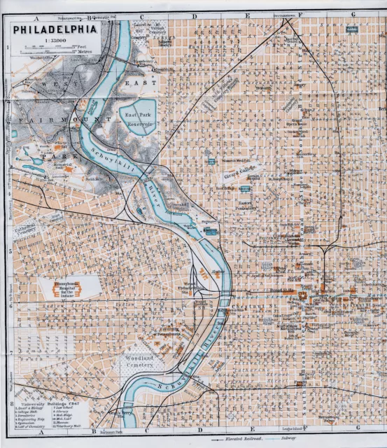 1909 US PA Philadelphia Orig. City map + text (18 pp.) Fairmount Fishtown Ludlow