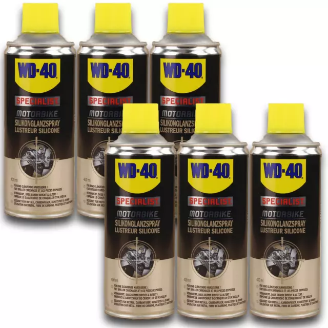 6x 400ml WD-40 Silikonglanzspray Specialist Motorbike Motorrad Series