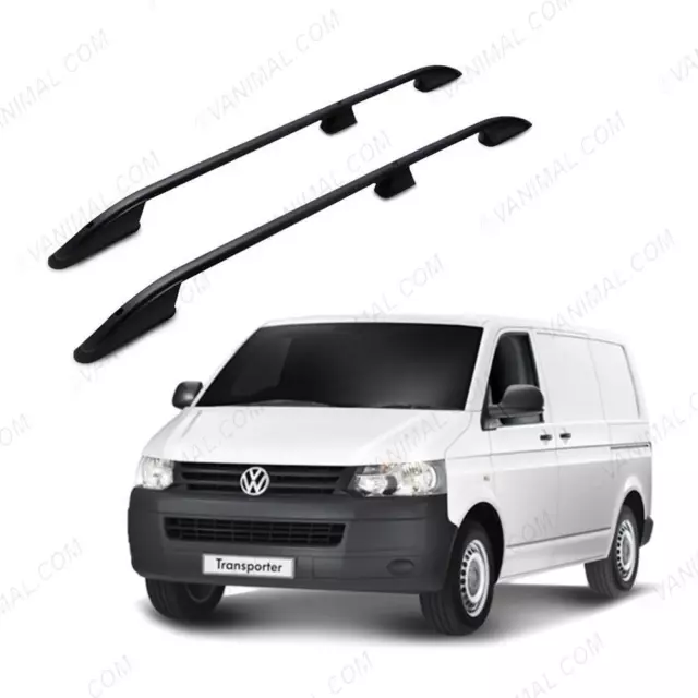 VW Transporter T5 T5.1 T6 T6.1 LWB Black Alloy Roof Rails