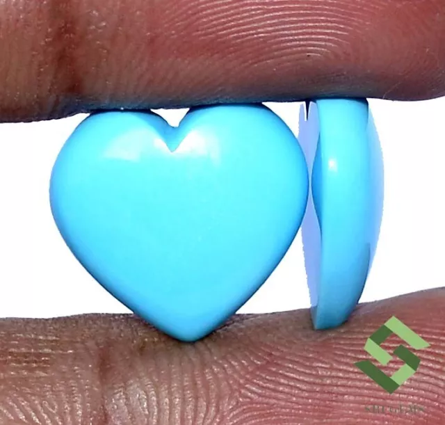 12x12 mm Natural Sleeping Beauty Turquoise Heart Shape Cabochon Pair Loose Gems