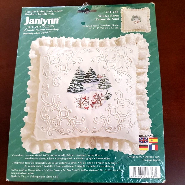 Janlynn Invierno Granja Bordado Candelabro Kit NUEVO EN PAQUETE NUEVA Almohada