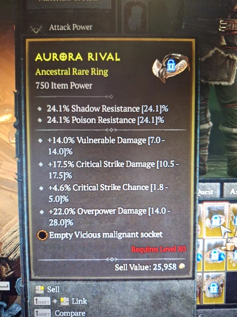 D4 Rings Rouge DIABLO 4 SEASON Ancestral Ring CSD CSC Vulnerable Damage Perfect Druid ...