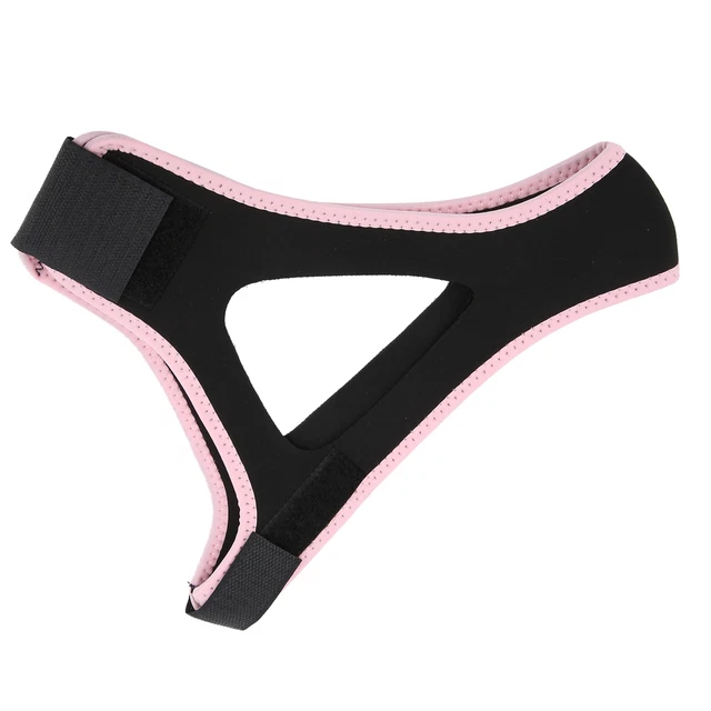 (Bord Rose Noir) 02 015 Mentonnière Anti-ronflement Jugulaire élastique