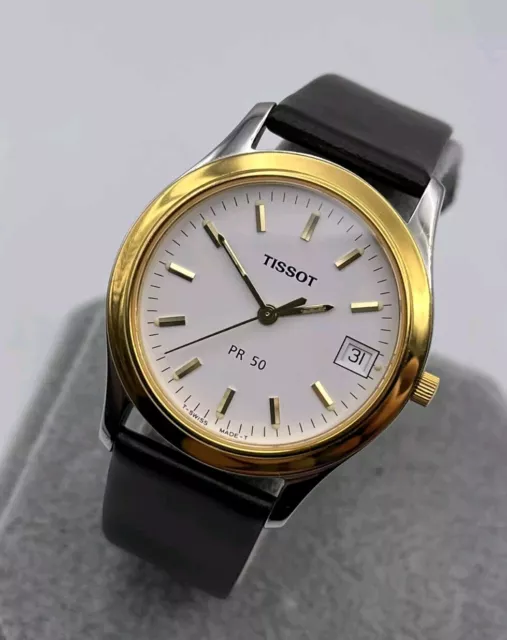 Tissot PR50 mens Quartz Wrist Watch Two Tone Steel & Gold 35mm