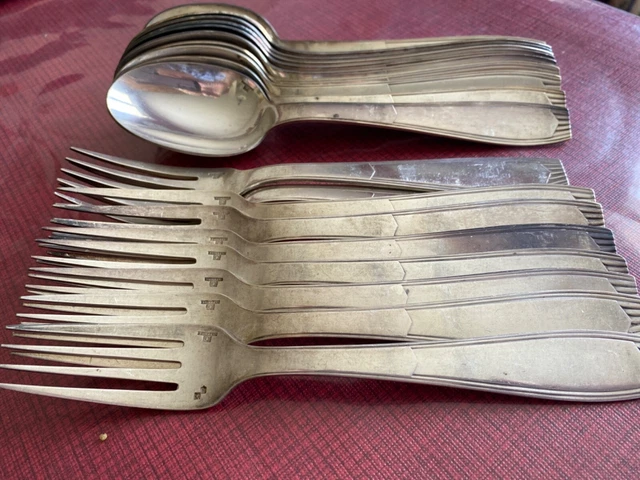 12 fourchettes à gateaux en métal argenté Argental Filet Art Déco | eBay