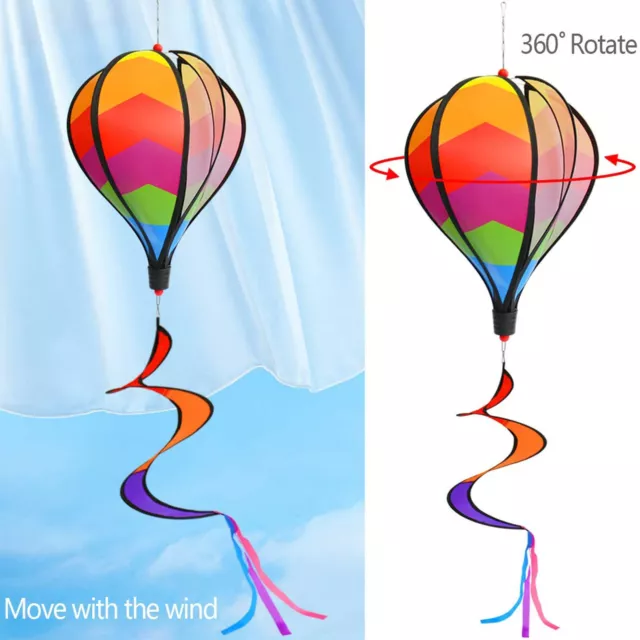 Hot Air Balloon Wind Spinner Rainbow Pinwheel Windsocks Spiral Windmill Rainbow