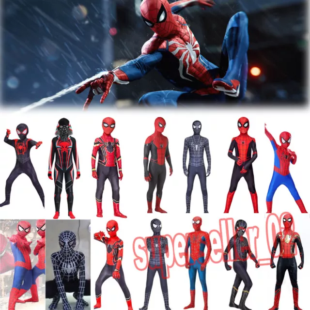 Kid Adult Spiderman Cosplay Costume Jumpsuit Super Hero Halloween Fancy Dress Up