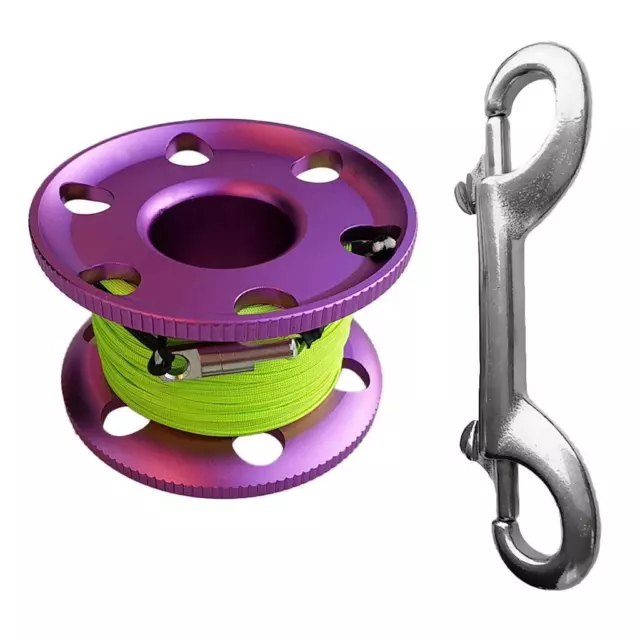 Scuba Diving Aluminum Alloy Finger Reel Spool & 30m Line, Stainless Steel Dual