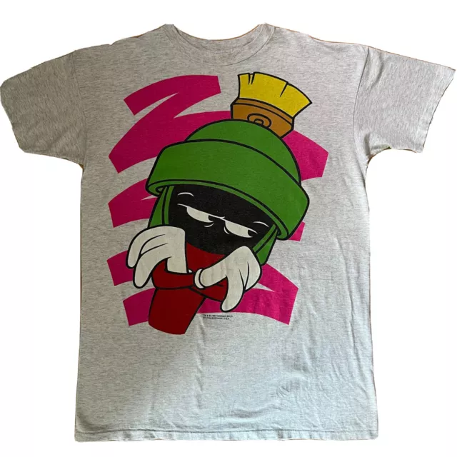 Vintage Marvin The Martian Shirt 2XL Gray 90s Warner Bros Cartoon Promo Summer